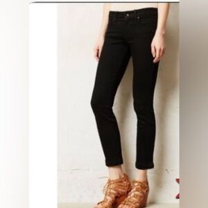 Anthropologie Level 99 Lily Crop Skinny Straight Steel Dark Rinse Jeans Sz 27